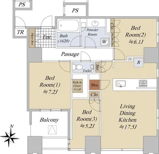 ワールドシティタワーズ キャピタルタワー【38階】の間取り