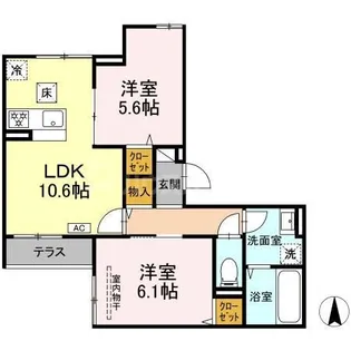 (仮称)D-ROOM上篠崎【2階】の間取り