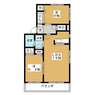 サンシーブルK【1階】の間取り