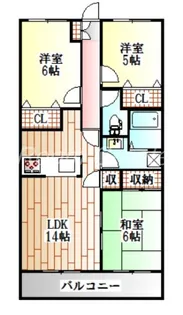 グランディール矢三C【2階】の間取り