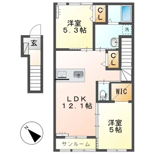 プリズムグレイス【2階】の間取り