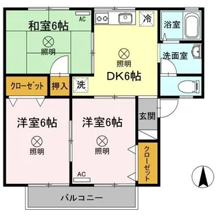 岡山県岡山市北区花尻ききょう町【アパート】の間取り