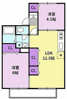 コーポ橋口 東棟【1階】の間取り