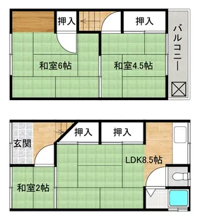 大阪府東大阪市下六万寺町2【一戸建】の間取り