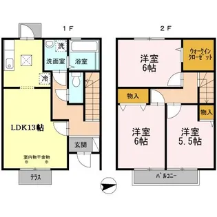 オークスコート西新在家 B棟の間取り