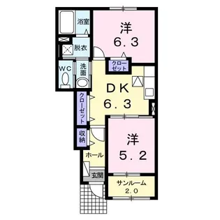 エアリー フィールドII【1階】の間取り