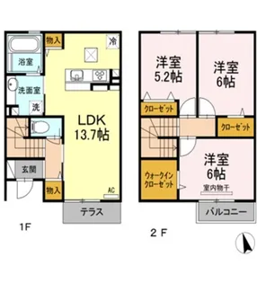 岡山県倉敷市玉島乙島【一戸建】の間取り