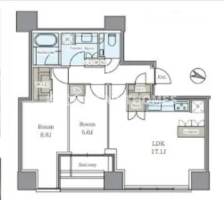プレミストタワー白金高輪【19階】の間取り