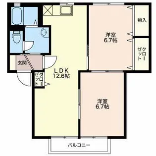 新潟県長岡市川崎5【アパート】の間取り