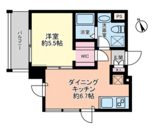 グローリオシェルト新宿山吹町【5階】の間取り
