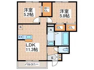 ラ カーサ・フェリーチェ【1階】の間取り