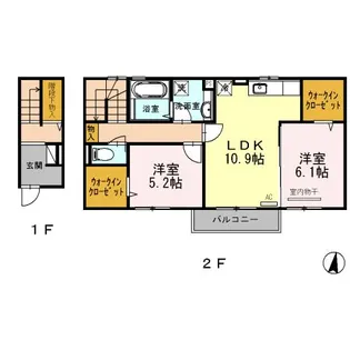 ヴェルシャトレー古賀島【2階】の間取り