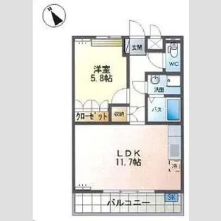 ハスヤマA【2階】の間取り