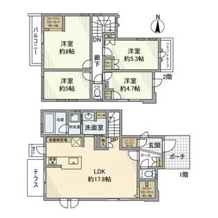 東京都小平市花小金井南町2【一戸建】の間取り