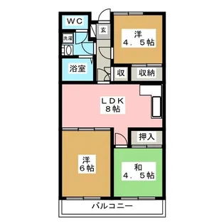 レジデンス三原【4階】の間取り