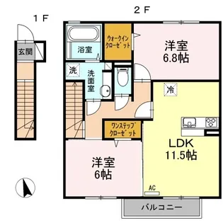 カーサ・HARU B【2階】の間取り