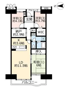 UR谷津パークタウン弐番街【9階】の間取り
