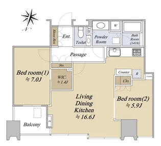 大崎ウエストシティタワーズ【34階】の間取り