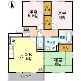 グランドヒル B棟【2階】の間取り
