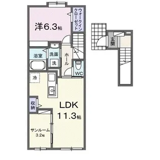 サンスベリア【2階】の間取り