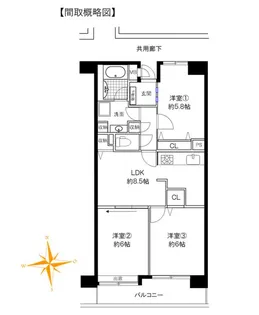 シティパル橋本【3階】の間取り