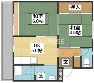 ビレッジハウス栗面1号棟【5階】の間取り