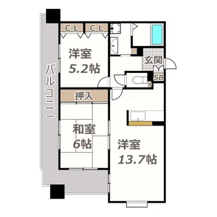 シエル・ピュール田辺【5階】の間取り
