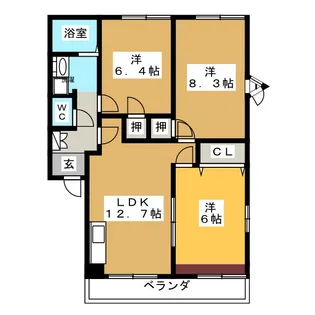 リバーサイド徳重A棟【1階】の間取り