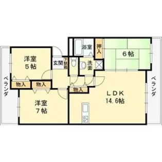 ヒルクレストあやめ池【3階】の間取り