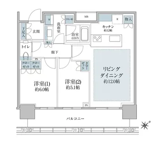 Brillia Tower 浜離宮【29階】の間取り