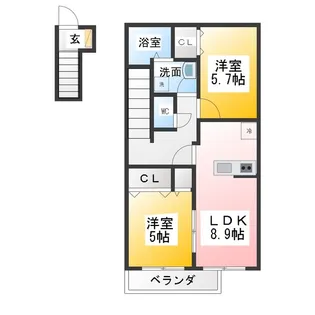 くぬぎハイツ【2階】の間取り