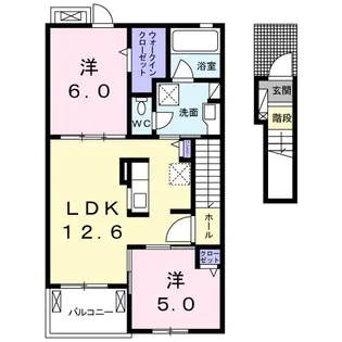 エトワール福水B【2階】の間取り
