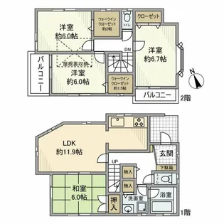 神奈川県横浜市中区立野【一戸建】の間取り