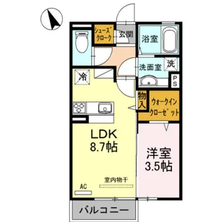 オリーヴァ東櫛原A棟【1階】の間取り