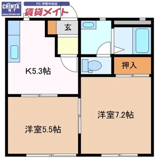 コーポアリス B【1階】の間取り