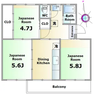 あやめ台団地3-12号棟【5階】の間取り