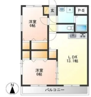 2LDKの間取り画像