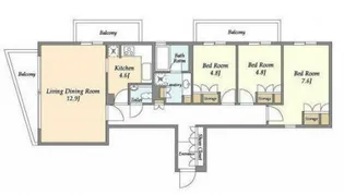 KWレジデンス桜新町【2階】の間取り