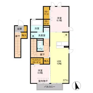 コートヴィレッジ かりん【2階】の間取り