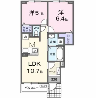 プリムローズM2【1階】の間取り