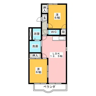 サンリバー B棟【2階】の間取り