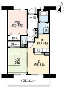 URパークタウン西武庫【8階】の間取り