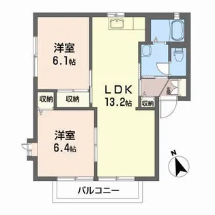 サザンコートB【2階】の間取り