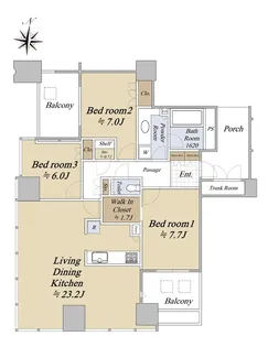 ワールドシティタワーズ キャピタルタワー【23階】の間取り