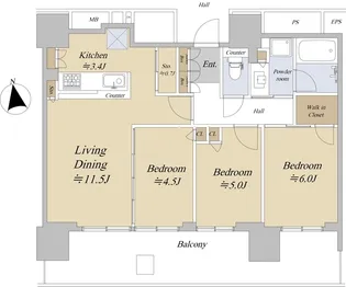 シティタワーズ板橋大山サウスタワー【18階】の間取り