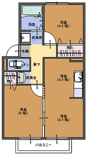 プレジール恩田【2階】の間取り