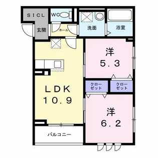 グランリヴェール建石町【2階】の間取り