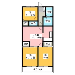 サニープレスキャッスルA【4階】の間取り
