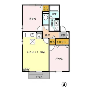 セジュールアユA【2階】の間取り
