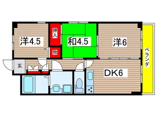 メインハイツ中央【2階】の間取り